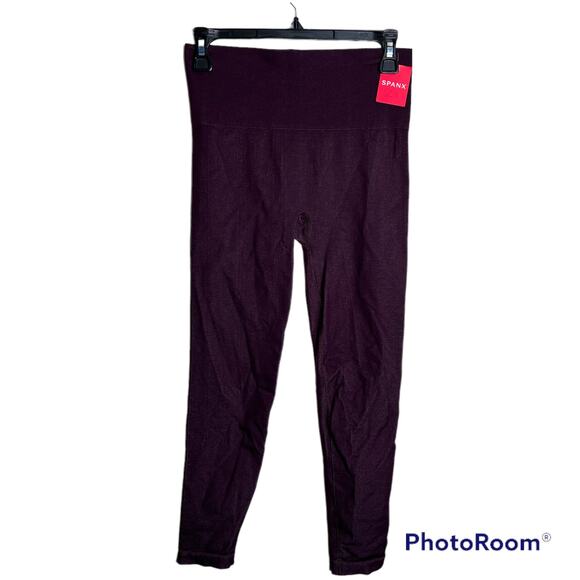 Spanx Seamless Track Stripe Leggings Jammy Plum Size Medium NWT - Picture 1 of 6